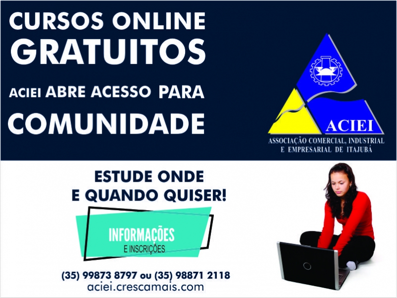 Notícia: ACIEI ABRE ACESSO DE CURSOS ONLINE GRATUITOS PARA A COMUNIDADE